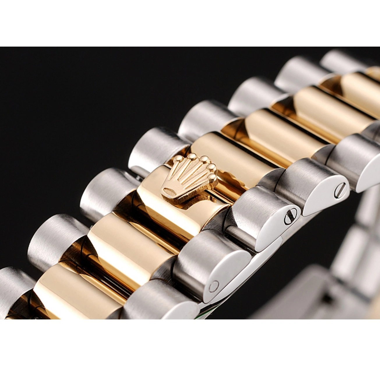 MiroTime 0719 Swiss Rolex Day-Date Champagne Dial Gold Diamond Case Two Tone Stainless Steel Bracelet 1453974